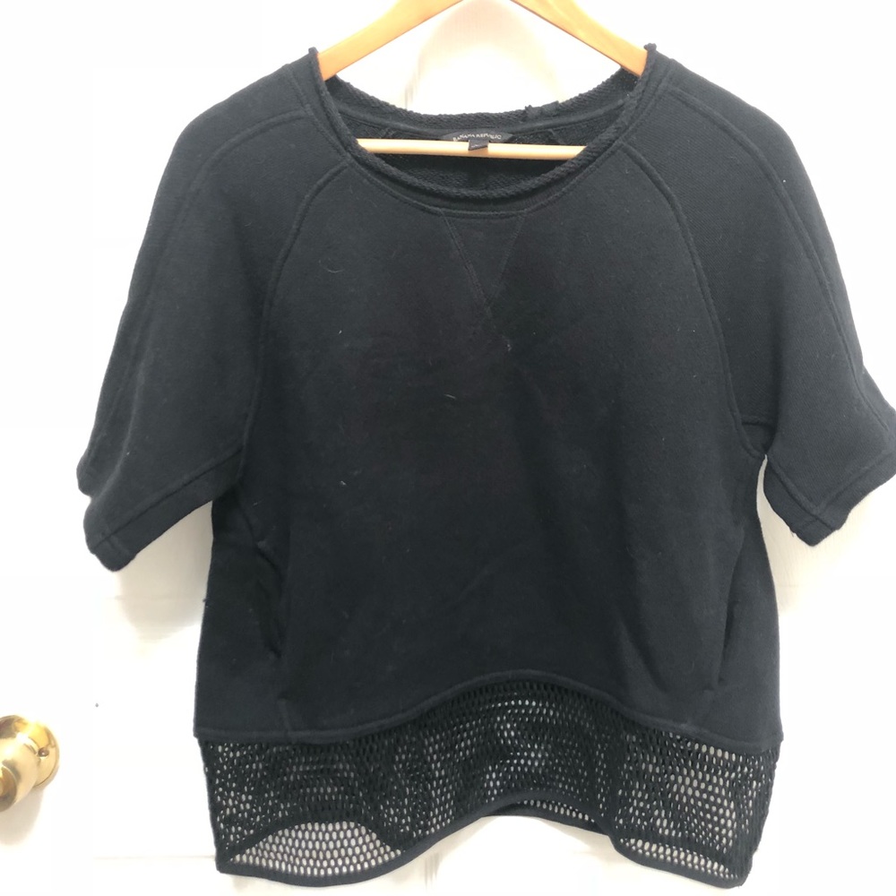 sweater top with mesh detail
